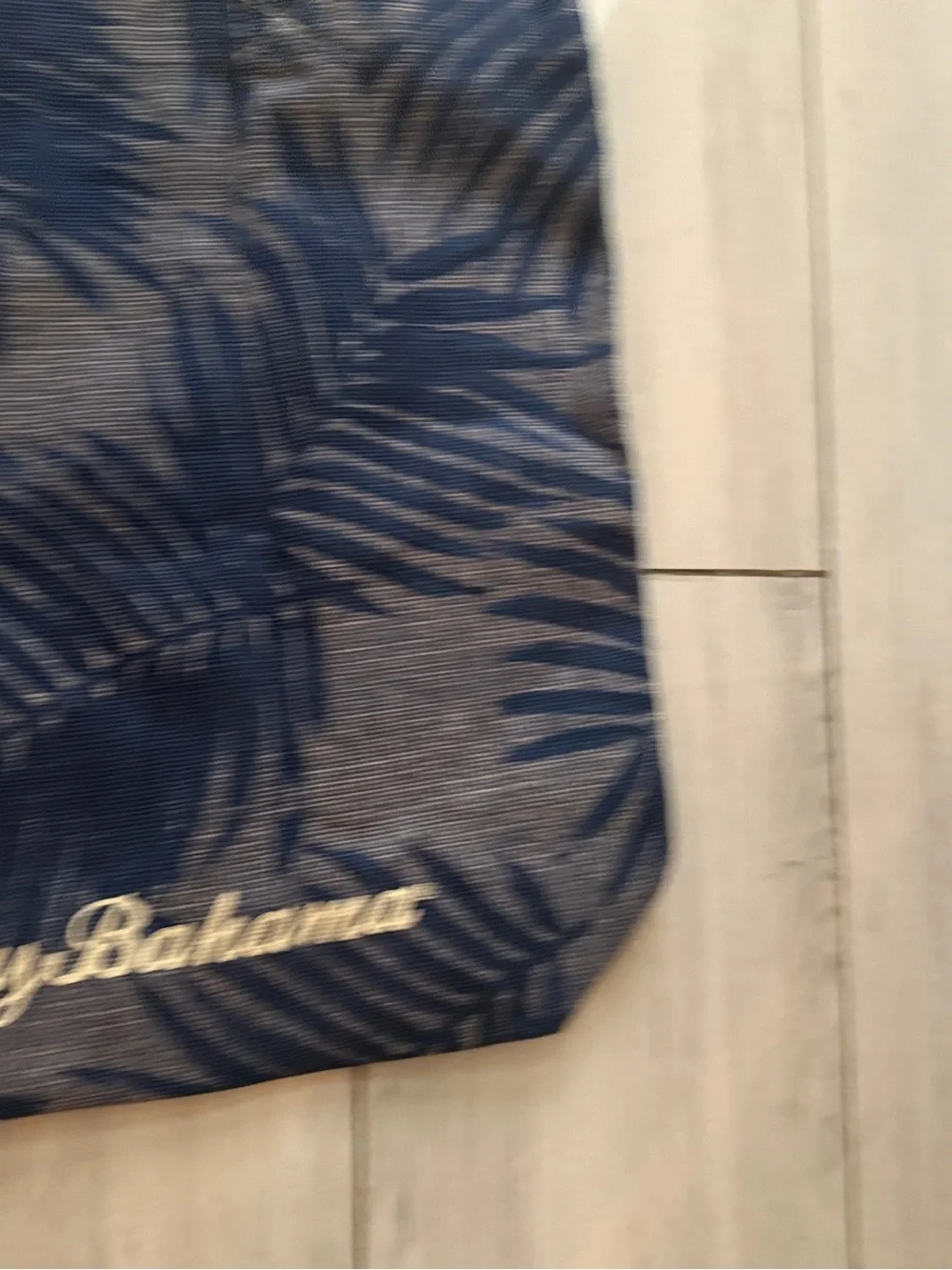 Tommy Bahama Blue Beach Leaves Palm Tote Bag Rolled Handles Beach Travel Clean